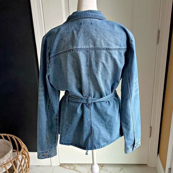 BELTED DENIM JEAN COAT JACKET By VENUS - Picture 3 of 4